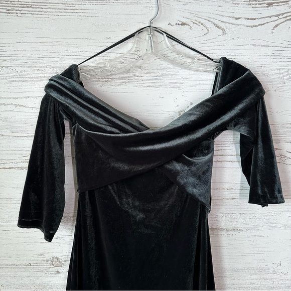 ZARA Velvet Off Shoulder Cocktail Bodycon Midi Dress Hunter Green Holiday Party - Picture 6 of 12